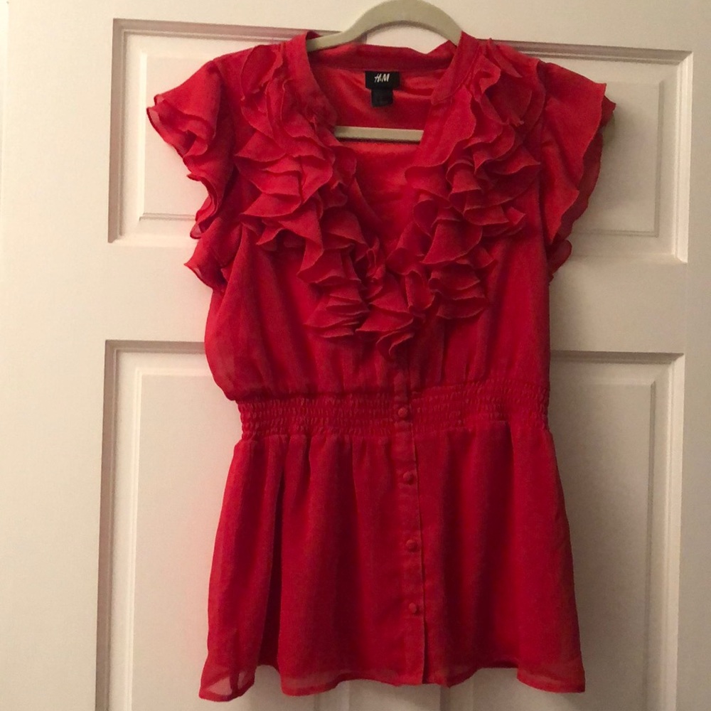 H&M Red ruffle top